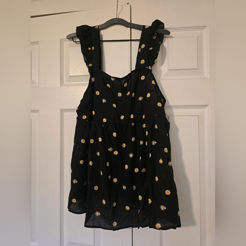 Black Dress with Daisy Print - Maternity